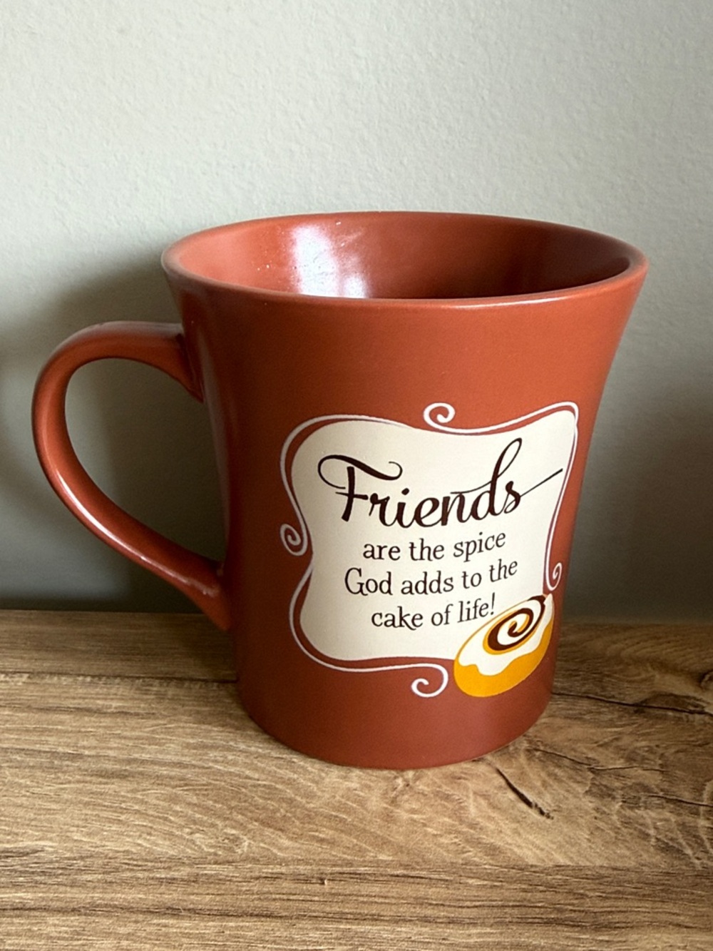 Vintage Abbey Press Christian Friendship Coffee Mug Cinnamon Cake Recipe NWOT